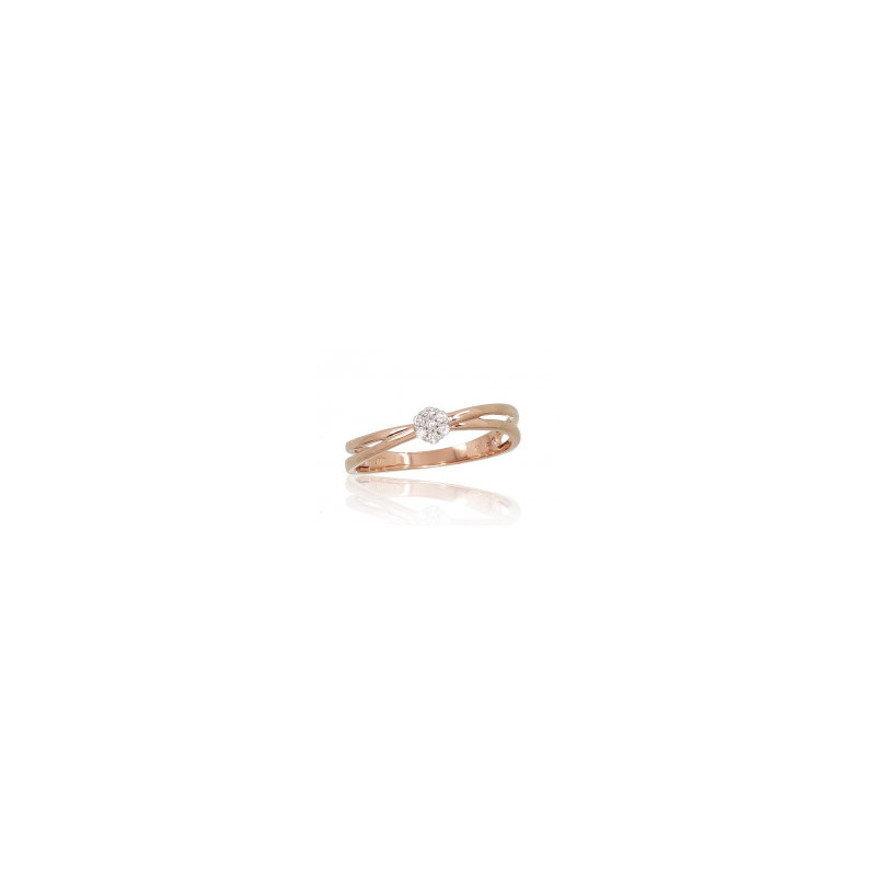 Gold ring 1100691(Au-R+PRh-W)_DI, Red Gold 585°, Rhodium (Plating) , Diamonds