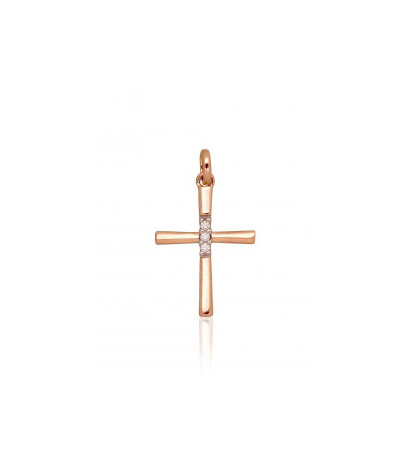 Gold pendant 1300518(Au-R+PRh-W)_DI, Red Gold 585°, Rhodium (Plating) , Diamonds