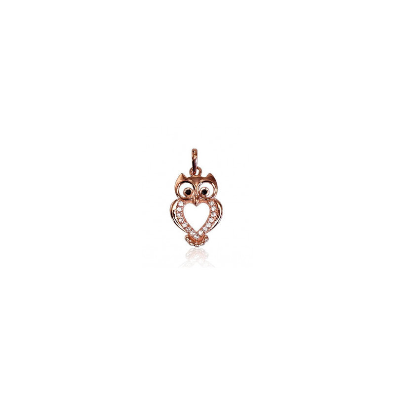 Gold pendant 1300357(Au-R)_CZ+CZ-BK, Red Gold 585°, Zirkons
