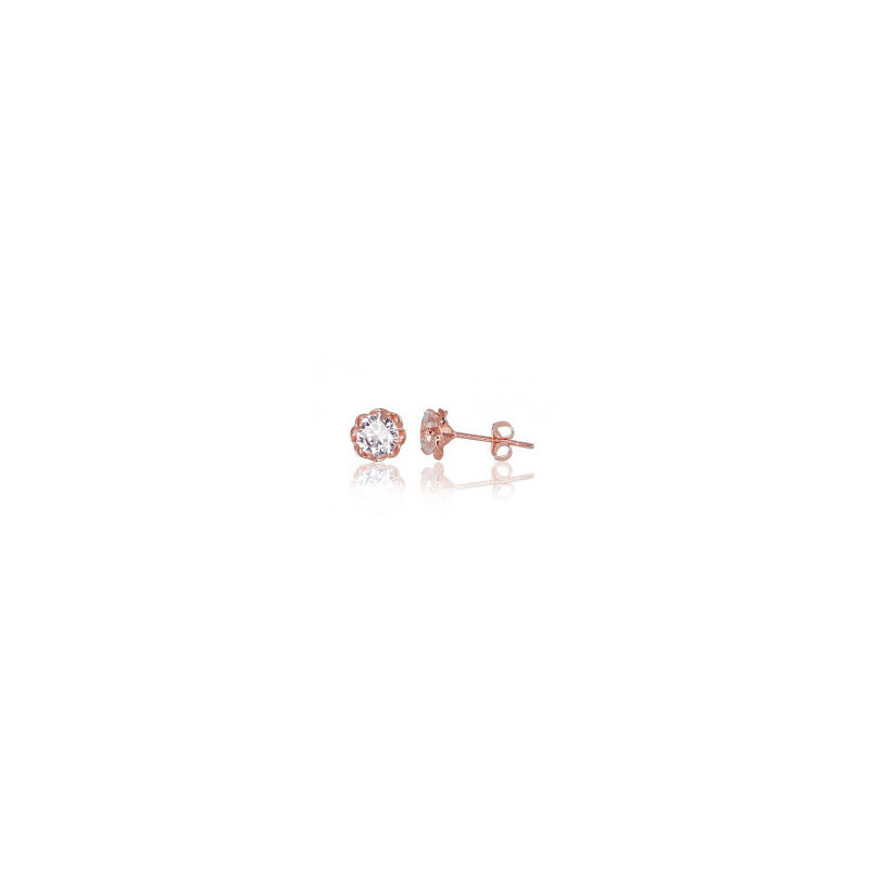 Gold classic studs earrings 1200180(Au-R)_CZ, Red Gold 585°, Zirkons