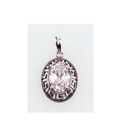 Silver pendant 2300687(POx-Bk)_CZ, Silver 925°, oxide (Plating), Zirkons
