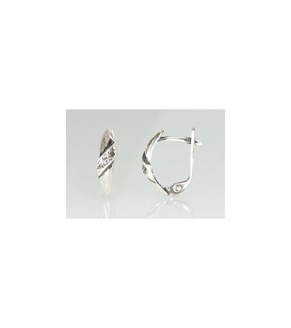 Silver earrings with 'english' lock 2201083(POx-Bk), Silver 925°, oxide (Plating)