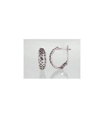 Silver earrings with 'english' lock 2201103(POx-Bk), Silver 925°, oxide (Plating)