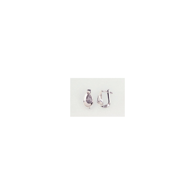 Silver earrings with 'english' lock 2201613(POx-Bk), Silver 925°, oxide (Plating)