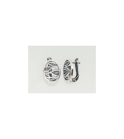 Silver earrings with 'english' lock 2202098(POx-Bk), Silver 925°, oxide (Plating)