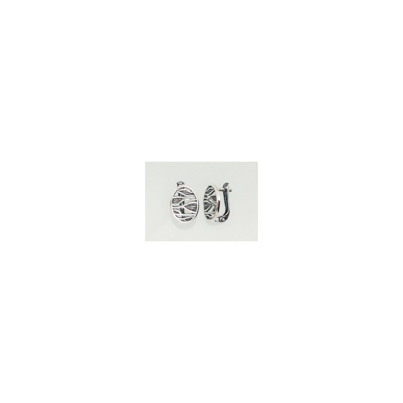 Silver earrings with 'english' lock 2202098(POx-Bk), Silver 925°, oxide (Plating)