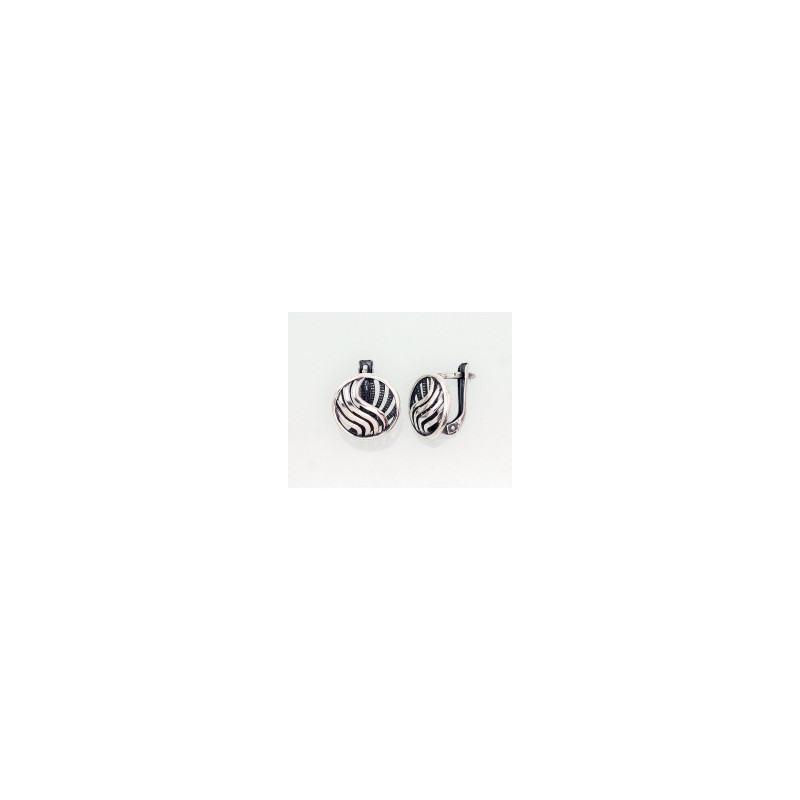 Silver earrings with 'english' lock 2202743(POx-Bk), Silver 925°, oxide (Plating)