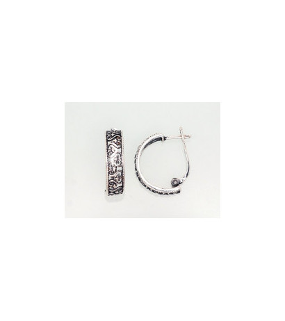 Silver earrings with 'english' lock 2202749(POx-Bk), Silver 925°, oxide (Plating)