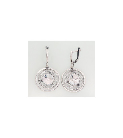 Silver earrings with 'english' lock 2202818(POx-Bk)_SV, Silver 925°, oxide (Plating), Crystals