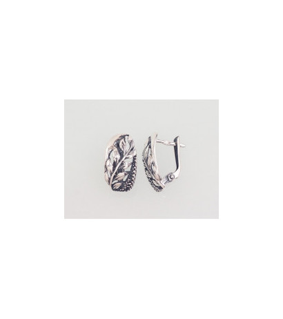 Silver earrings with 'english' lock 2203015(POx-Bk), Silver 925°, oxide (Plating)