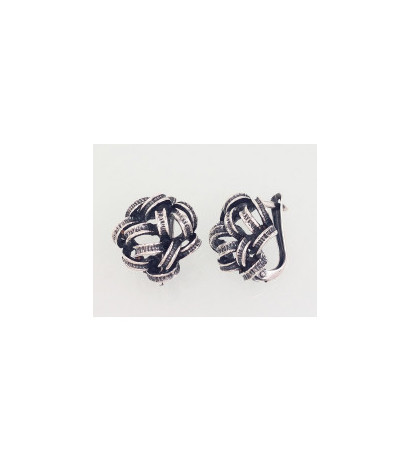 Silver earrings with 'english' lock 2203020(POx-Bk), Silver 925°, oxide (Plating)