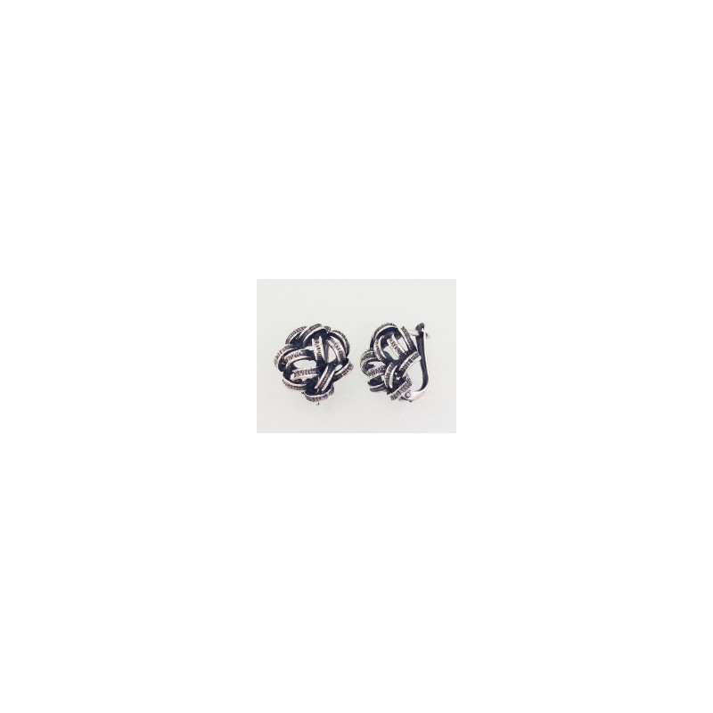 Silver earrings with 'english' lock 2203020(POx-Bk), Silver 925°, oxide (Plating)