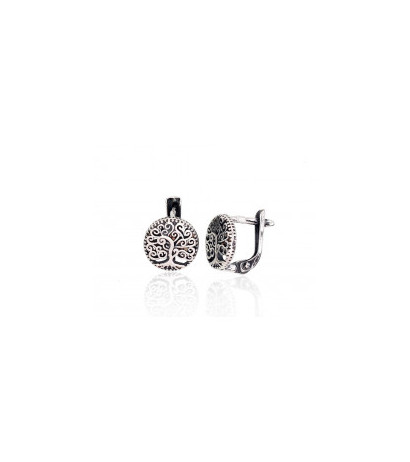 Silver earrings with 'english' lock 2203173(POx-Bk), Silver 925°, oxide (Plating)