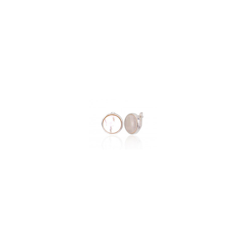 Silver earrings with 'english' lock 2203269_PL, Silver 925°, Mother-of-pearl