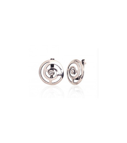 Silver earrings with 'english' lock 2203595(POx-Bk)_CZ, Silver 925°, oxide (Plating), Zirkons