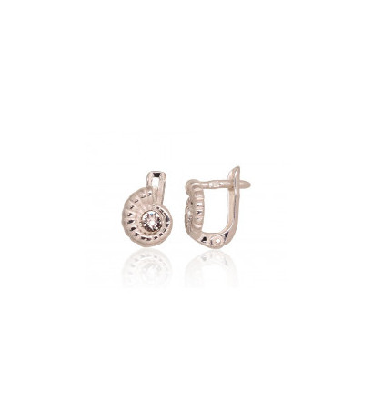 Silver earrings with 'english' lock 2203559_CZ, Silver 925°, Zirkons