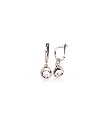 Silver earrings with 'english' lock 2203565(POx-Bk)_CZ, Silver 925°, oxide (Plating), Zirkons