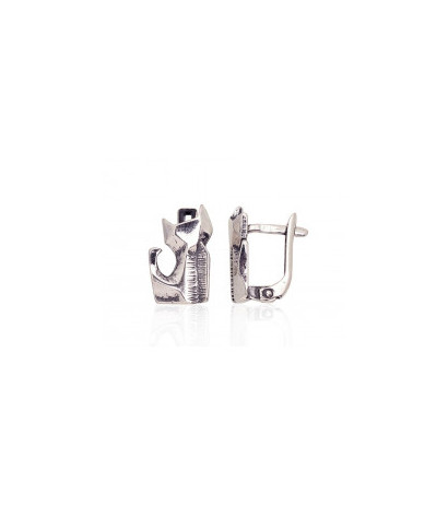 Silver earrings with 'english' lock 2203619(POx-Bk), Silver 925°, oxide (Plating)
