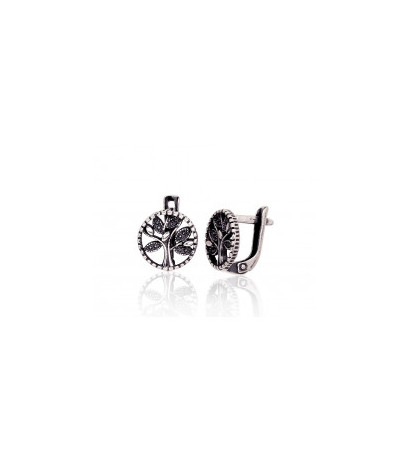 Silver earrings with 'english' lock 2203621(POx-Bk), Silver 925°, oxide (Plating)