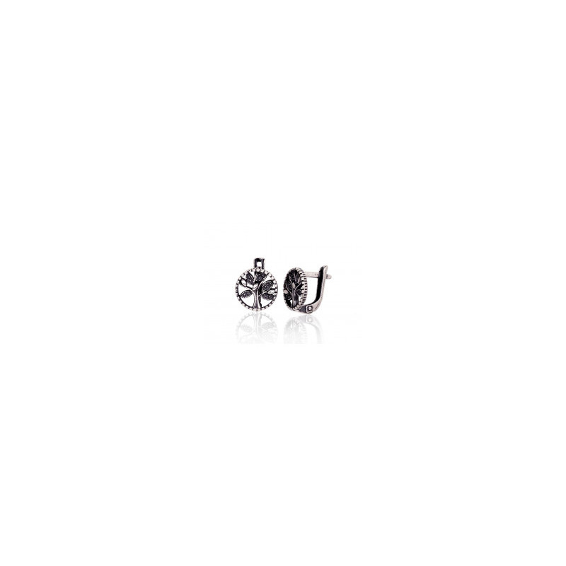 Silver earrings with 'english' lock 2203621(POx-Bk), Silver 925°, oxide (Plating)