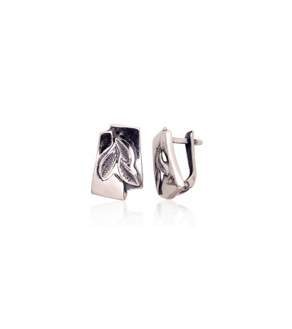 Silver earrings with 'english' lock 2203623(POx-Bk), Silver 925°, oxide (Plating)