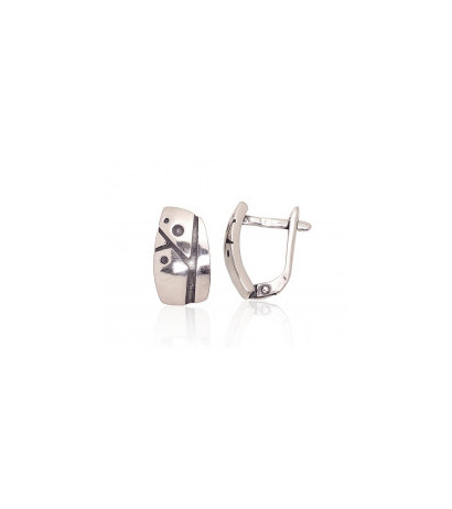Silver earrings with 'english' lock 2203624(POx-Bk), Silver 925°, oxide (Plating)