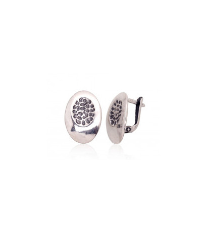 Silver earrings with 'english' lock 2203630(POx-Bk), Silver 925°, oxide (Plating)