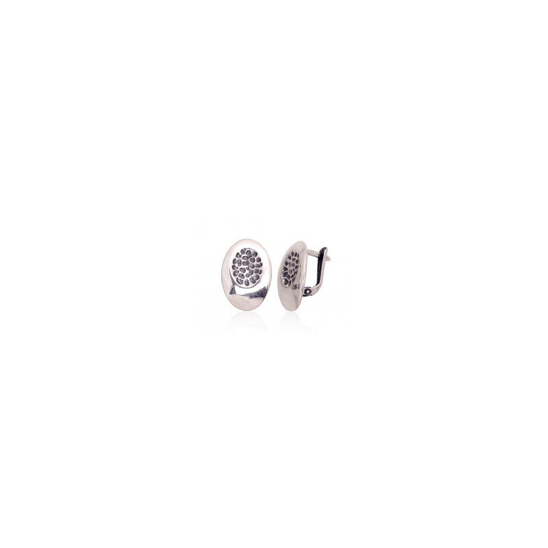 Silver earrings with 'english' lock 2203630(POx-Bk), Silver 925°, oxide (Plating)