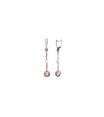 Silver earrings 2203498(Matt+POx-MattBk)_PE, Silver 925°, oxide (Plating), Fresh-water Pearl