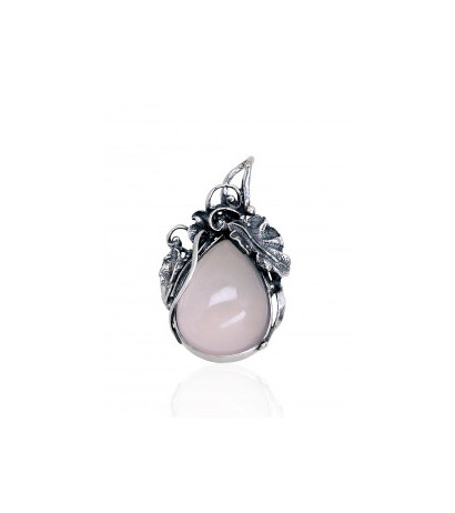 Silver pendant 2301878(POx-Bk)_KZPI, Silver 925°, oxide (Plating), Pink Quarz