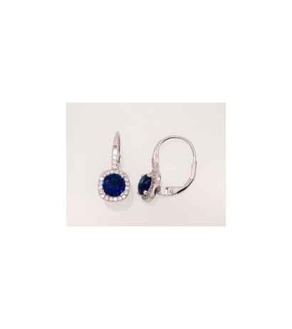 Silver earrings with 'english' lock 2202958(PRh-Gr)_CZ+CZ-B, Silver 925°, Rhodium (Plating), Zirkons