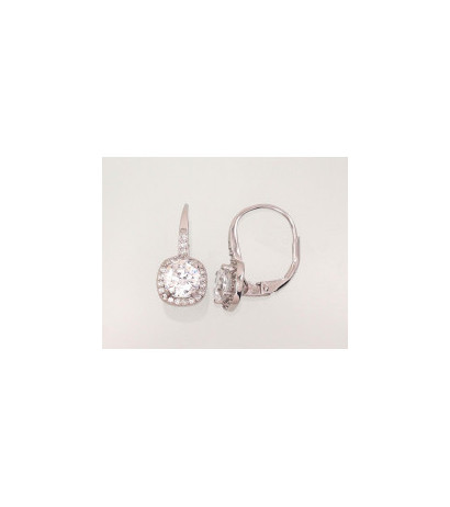 Silver earrings with 'english' lock 2202958(PRh-Gr)_CZ, Silver 925°, Rhodium (Plating), Zirkons