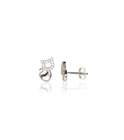 Silver stud earrings 2203150(PRh-Gr)_CZ, Silver 925°, Rhodium (Plating), Zirkons