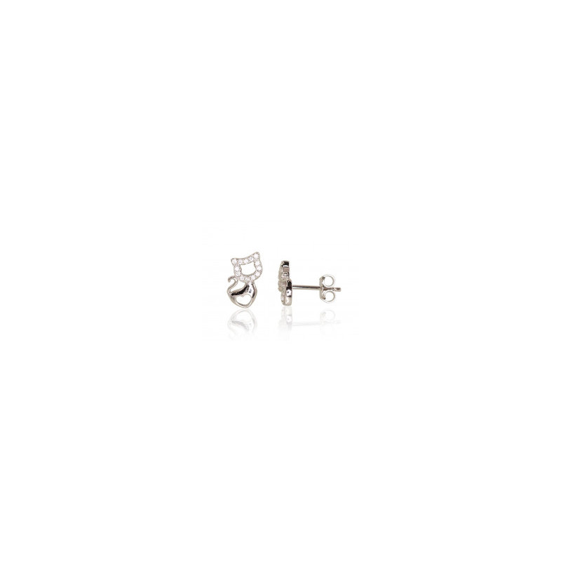 Silver stud earrings 2203150(PRh-Gr)_CZ, Silver 925°, Rhodium (Plating), Zirkons