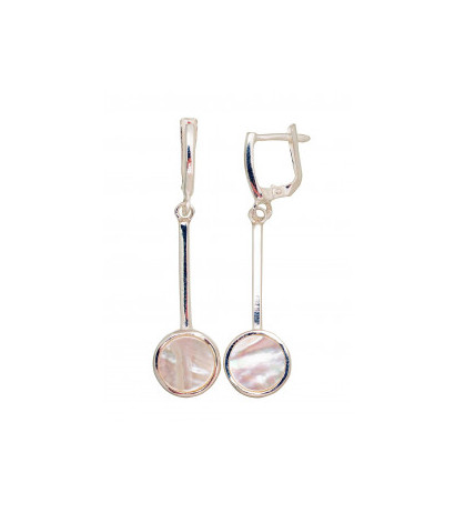 Silver earrings with 'english' lock 2203556_PL, Silver 925°, Mother-of-pearl