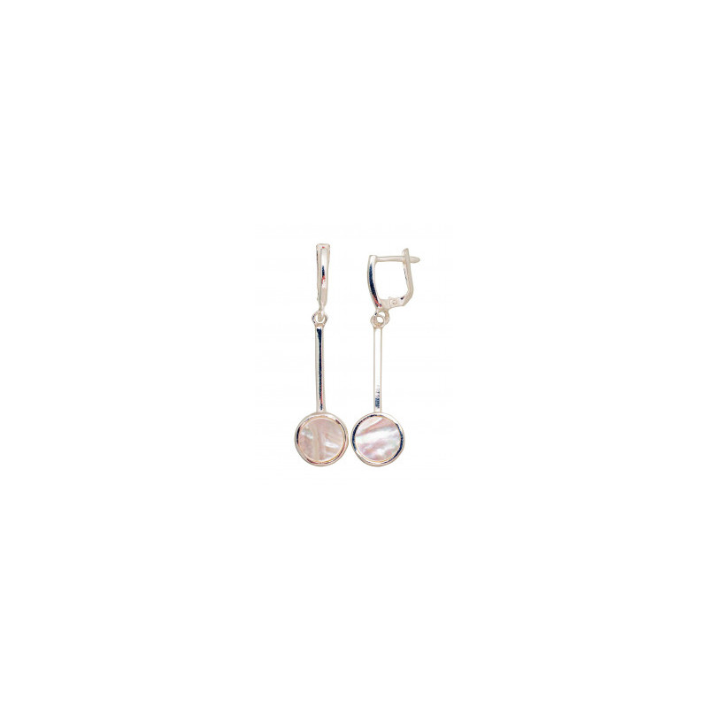 Silver earrings with 'english' lock 2203556_PL, Silver 925°, Mother-of-pearl