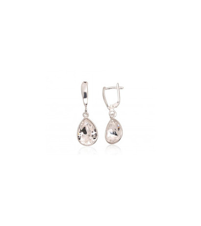 Silver earrings with 'english' lock 2203615_SV, Silver 925°, Crystals