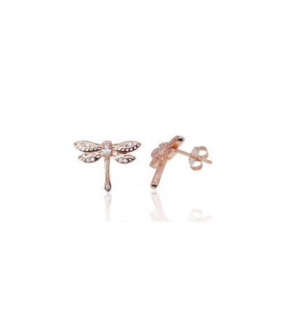 Silver stud earrings 2203674(PAu-R)_CZ, Silver 925°, red gold (Plating), Zirkons