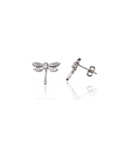 Silver stud earrings 2203674(PRh-Gr)_CZ, Silver 925°, Rhodium (Plating), Zirkons