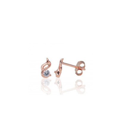 Silver stud earrings 2203676(PAu-R)_CZ, Silver 925°, red gold (Plating), Zirkons