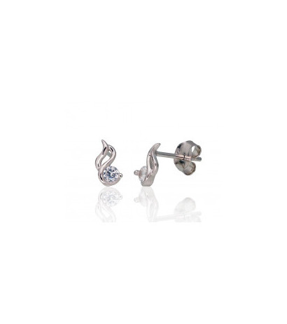 Silver stud earrings 2203676(PRh-Gr)_CZ, Silver 925°, Rhodium (Plating), Zirkons