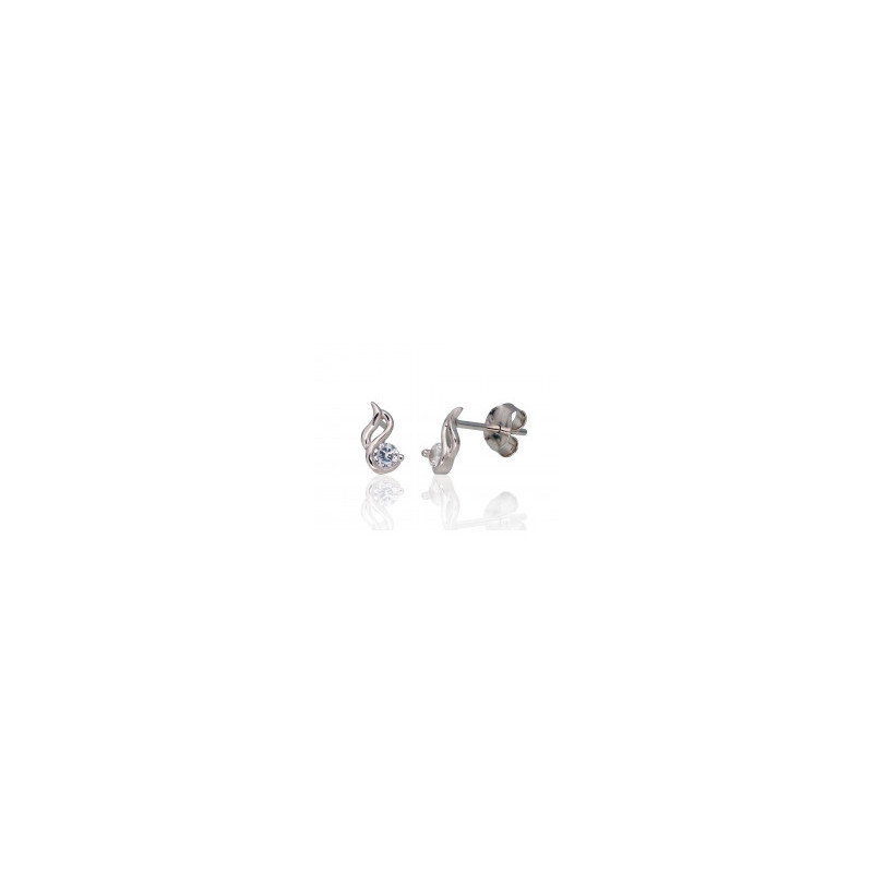 Silver stud earrings 2203676(PRh-Gr)_CZ, Silver 925°, Rhodium (Plating), Zirkons