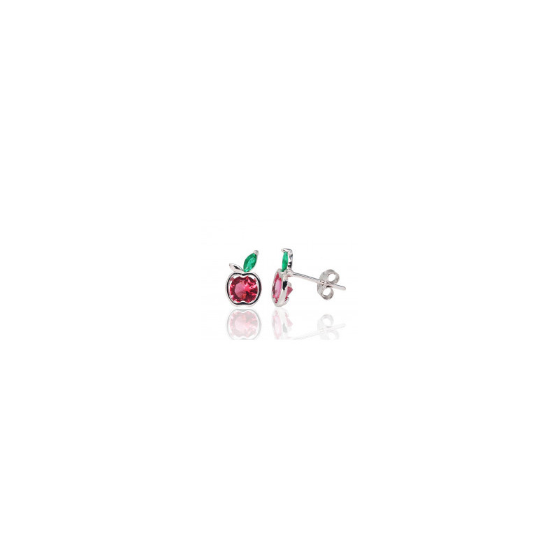Silver stud earrings 2203677(PRh-Gr)_CZ-RO+CZ-DG, Silver 925°, Rhodium (Plating), Zirkons