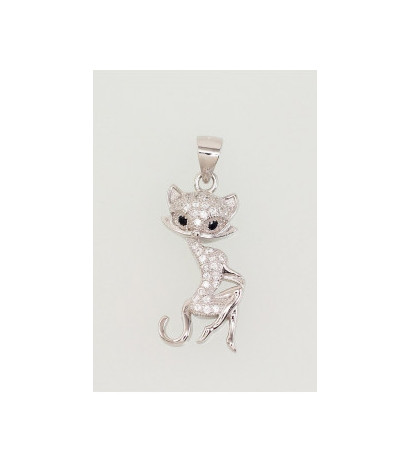 Silver pendant 2301647(PRh-Gr)_CZ+CZ-BK, Silver 925°, Rhodium (Plating), Zirkons