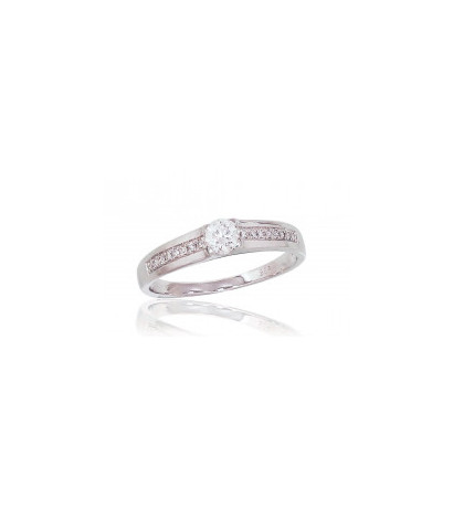 Gold ring 1100190(Au-W)_DI, White Gold 585°, Diamonds