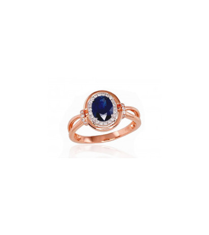 Gold ring 1100525(Au-R+Au-W)_DI+SA, White/Red Gold 585°, Diamonds , Sapphire