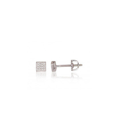 Gold screw studs earrings 1200509(Au-W)_DI, White Gold 585°, Diamonds