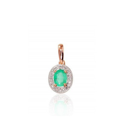 Gold pendant 1300410(Au-R+PRh-W)_DI+EM, Red Gold 585°, Rhodium (Plating) , Diamonds , Emerald
