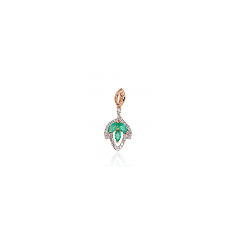 Gold pendant 1300414(Au-R+PRh-W)_DI+EM, Red Gold 585°, Rhodium (Plating) , Diamonds , Emerald