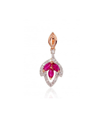 Gold pendant 1300414(Au-R+PRh-W)_DI+RB, Red Gold 585°, Rhodium (Plating) , Diamonds , Ruby